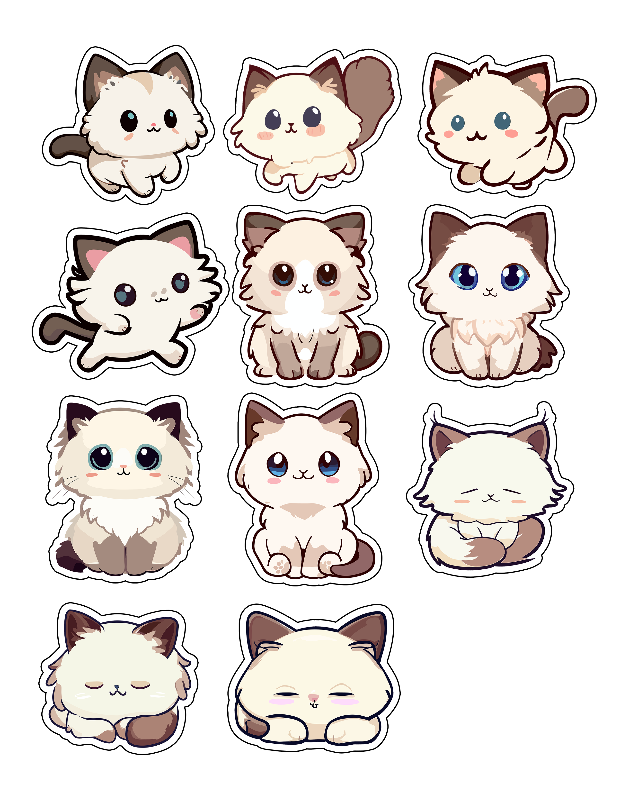 70pcs Cute Kawaii Kitten Clip Art 